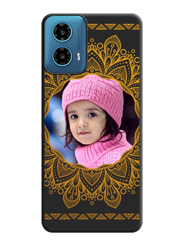 Custom Round Image with Floral Design - Photo on Space Black Soft Matte Mobile Cover - Motorola G34 5G