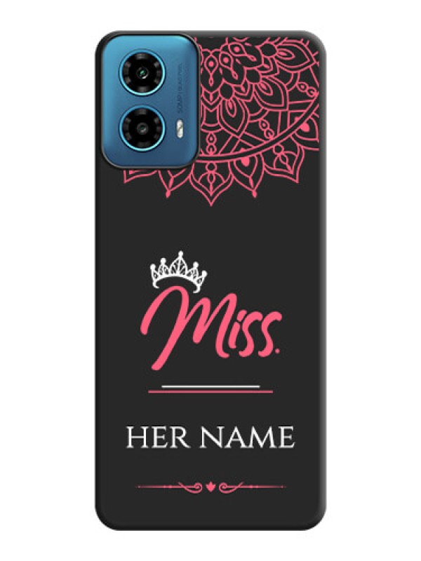 Custom Mrs Name with Floral Design on Space Black Personalized Soft Matte Phone Covers - Motorola G34 5G