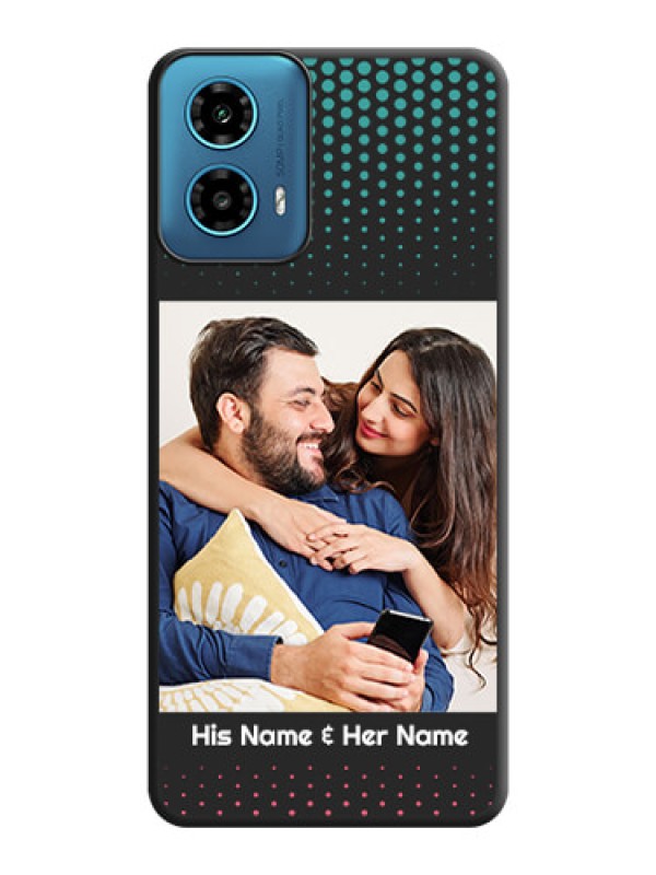 Custom Faded Dots with Grunge Photo Frame and Text on Space Black Custom Soft Matte Phone Cases - Motorola G34 5G
