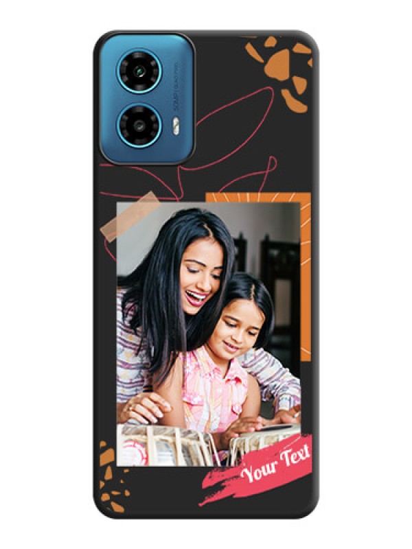Custom Orange Photo Frame on Space Black Custom Soft Matte Phone Back Cover - Motorola G34 5G