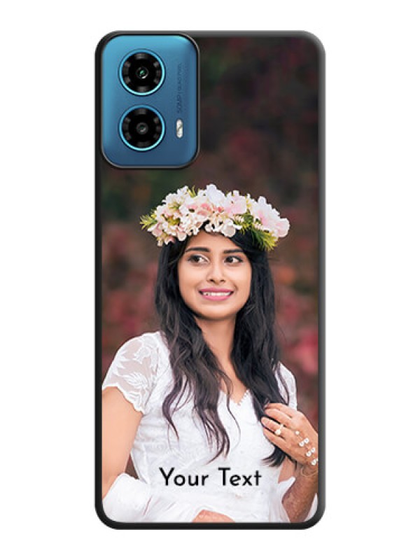 Custom Full Single Pic Upload With Text On Space Black Personalized Soft Matte Phone Covers - Motorola G34 5G