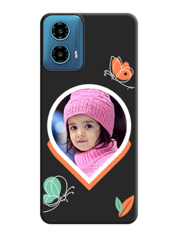 Custom Upload Pic With Simple Butterly Design On Space Black Personalized Soft Matte Phone Covers - Motorola G34 5G