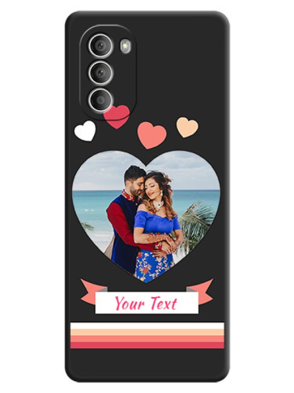 Custom Love Shaped Photo with Colorful Stripes on Personalised Space Black Soft Matte Cases - Motorola G51 5G