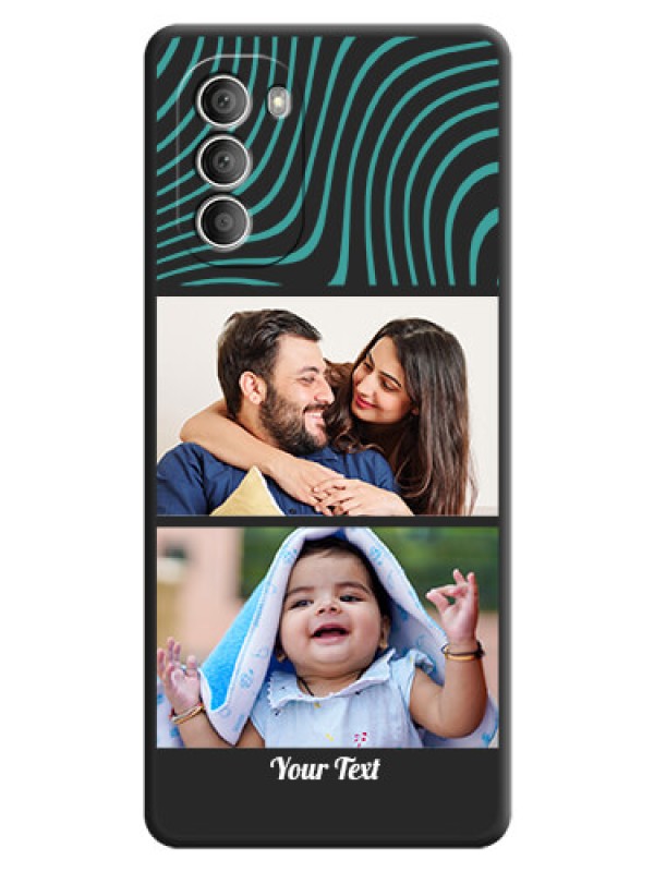 Custom Wave Pattern with 2 Image Holder on Space Black Personalized Soft Matte Phone Covers - Motorola G51 5G