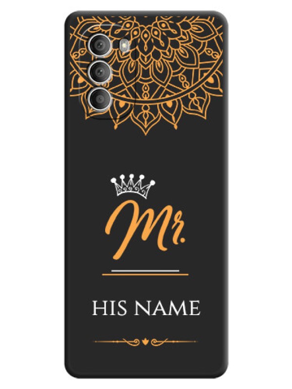 Custom Mr Name with Floral Design on Personalised Space Black Soft Matte Cases - Motorola G51 5G