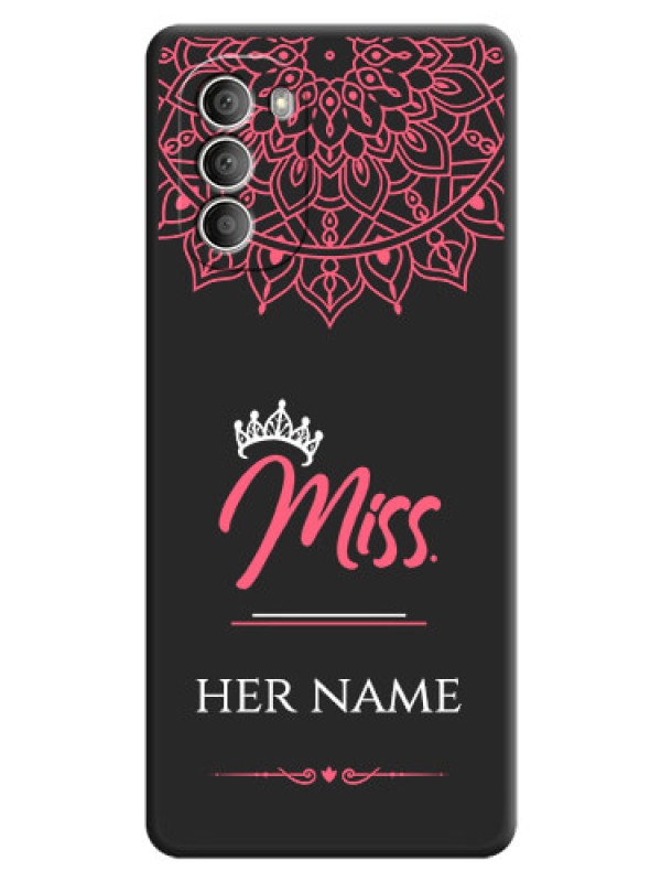Custom Mrs Name with Floral Design on Space Black Personalized Soft Matte Phone Covers - Motorola G51 5G