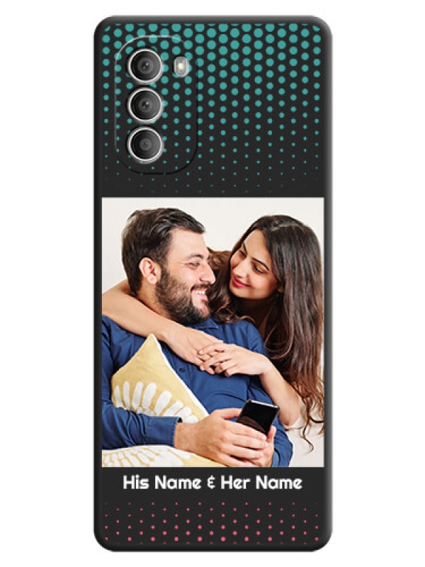 Custom Faded Dots with Grunge Photo Frame and Text on Space Black Custom Soft Matte Phone Cases - Motorola G51 5G