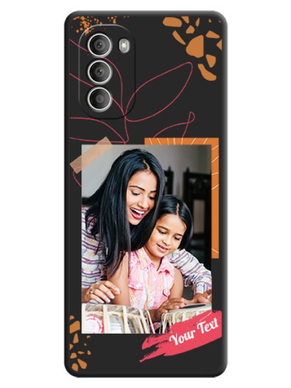 Custom Orange Photo Frame on Space Black Custom Soft Matte Phone Back Cover - Motorola G51 5G