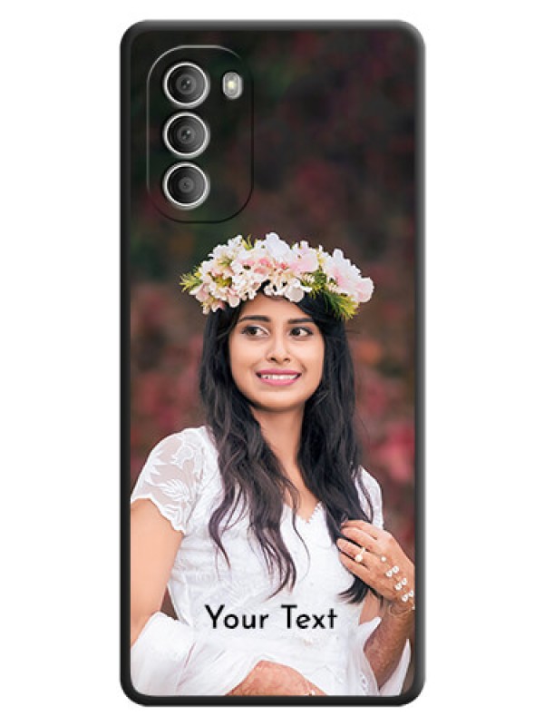 Custom Full Single Pic Upload With Text On Space Black Personalized Soft Matte Phone Covers -Motorola G51 5G