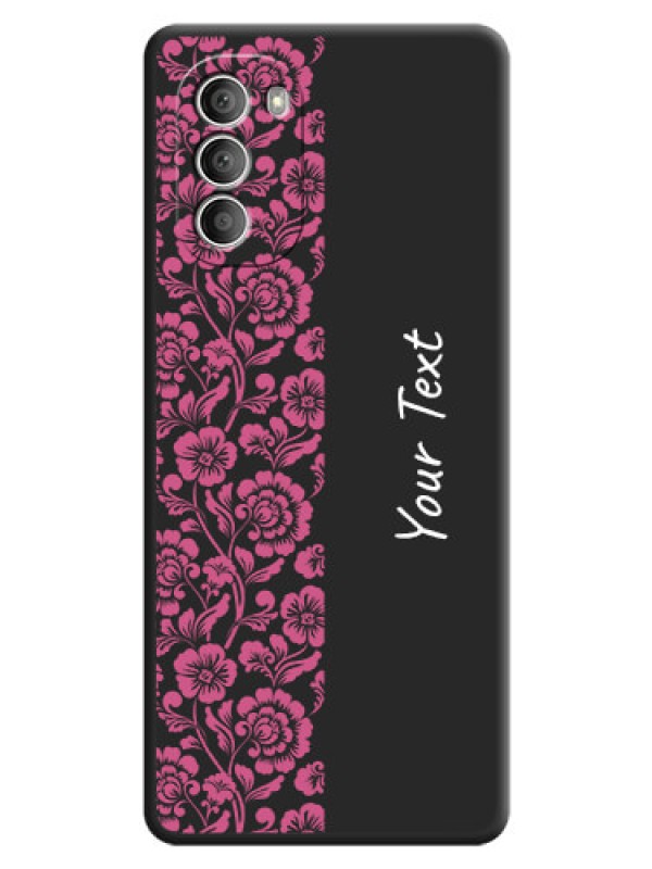 Custom Pink Floral Pattern Design With Custom Text On Space Black Personalized Soft Matte Phone Covers -Motorola G51 5G