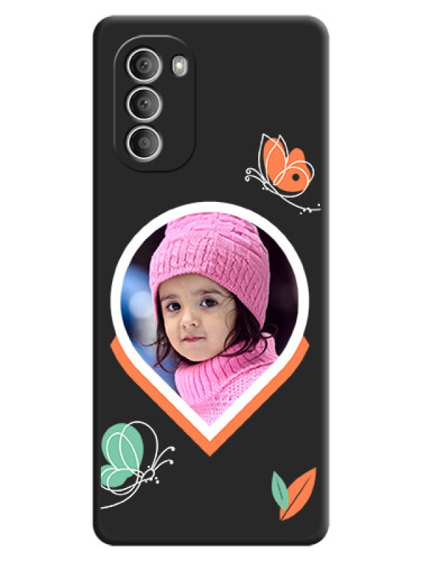 Custom Upload Pic With Simple Butterly Design On Space Black Personalized Soft Matte Phone Covers -Motorola G51 5G