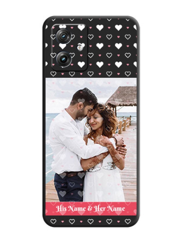 Custom White Color Love Symbols with Text Design on Photo On Space Black Custom Soft Matte Mobile Back Cover - Motorola G54 5G