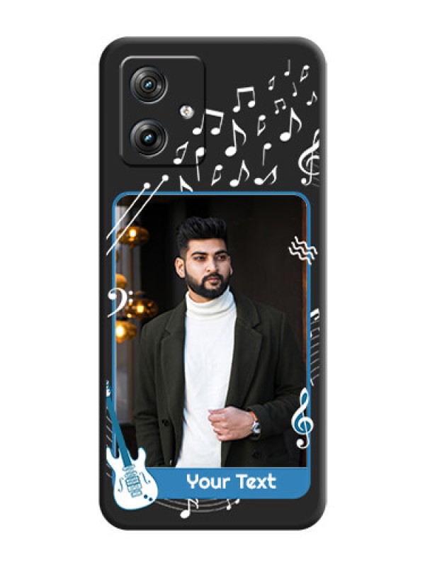 Custom Musical Theme Design with Text on Photo On Space Black Custom Soft Matte Mobile Back Cover - Motorola G54 5G