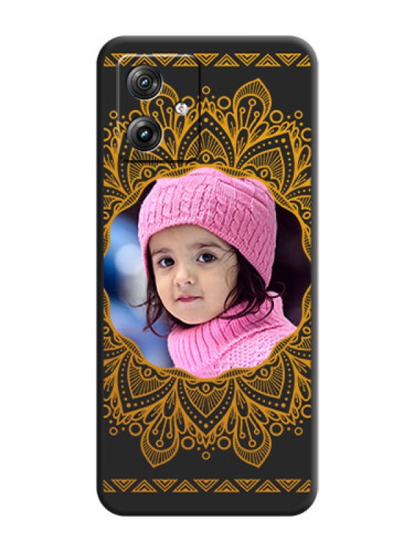 Custom Round Image with Floral Design On Space Black Custom Soft Matte Mobile Back Cover - Motorola G54 5G