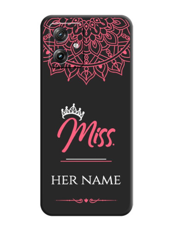 Custom Mrs Name with Floral Design On Space Black Custom Soft Matte Mobile Back Cover - Motorola G54 5G