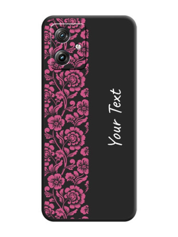 Custom Pink Floral Pattern Design With Custom Text On Space Black Custom Soft Matte Mobile Back Cover - Motorola G54 5G