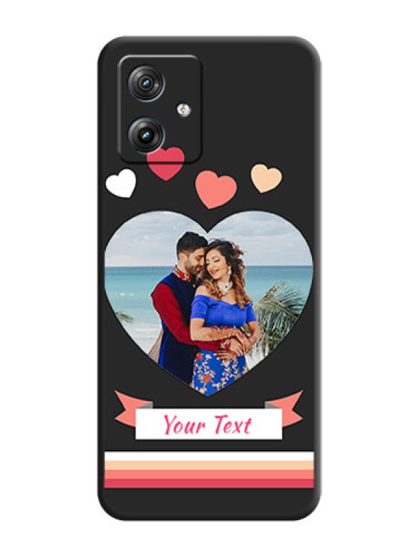 Custom Love Shaped Photo with Colorful Stripes on Personalised Space Black Soft Matte Cases - Motorola G64 5G