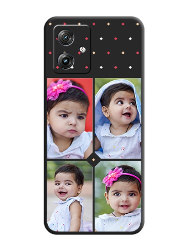 Custom Multicolor Dotted Pattern with 4 Image Holder on Space Black Custom Soft Matte Phone Cases - Motorola G64 5G