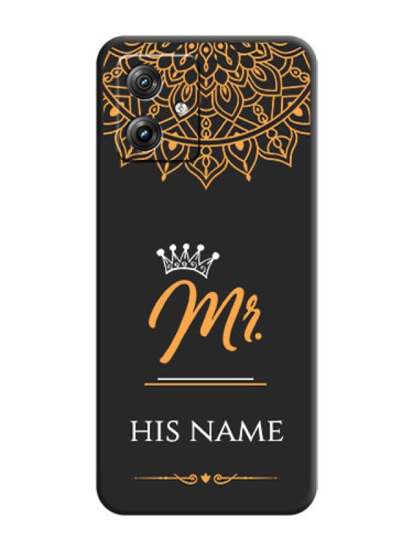 Custom Mr Name with Floral Design on Personalised Space Black Soft Matte Cases - Motorola G64 5G