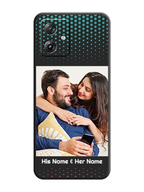 Custom Faded Dots with Grunge Photo Frame and Text on Space Black Custom Soft Matte Phone Cases - Motorola G64 5G