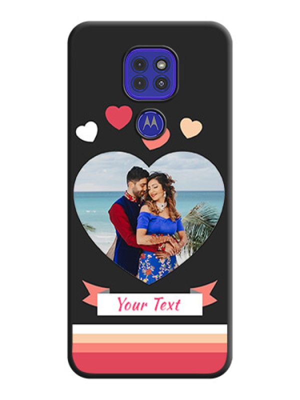 Custom Love Shaped Photo with Colorful Stripes on Personalised Space Black Soft Matte Cases - Motorola G9