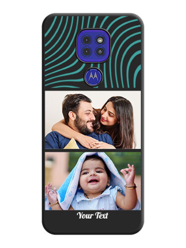Custom Wave Pattern with 2 Image Holder on Space Black Personalized Soft Matte Phone Covers - Motorola G9