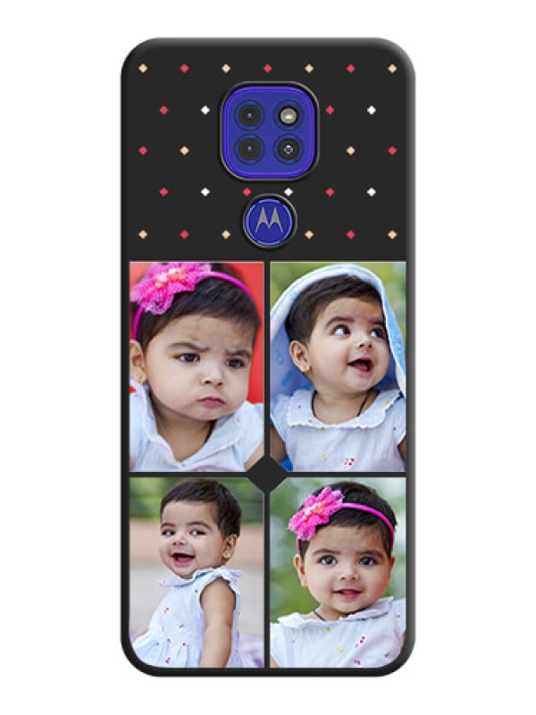 Custom Multicolor Dotted Pattern with 4 Image Holder on Space Black Custom Soft Matte Phone Cases - Motorola G9