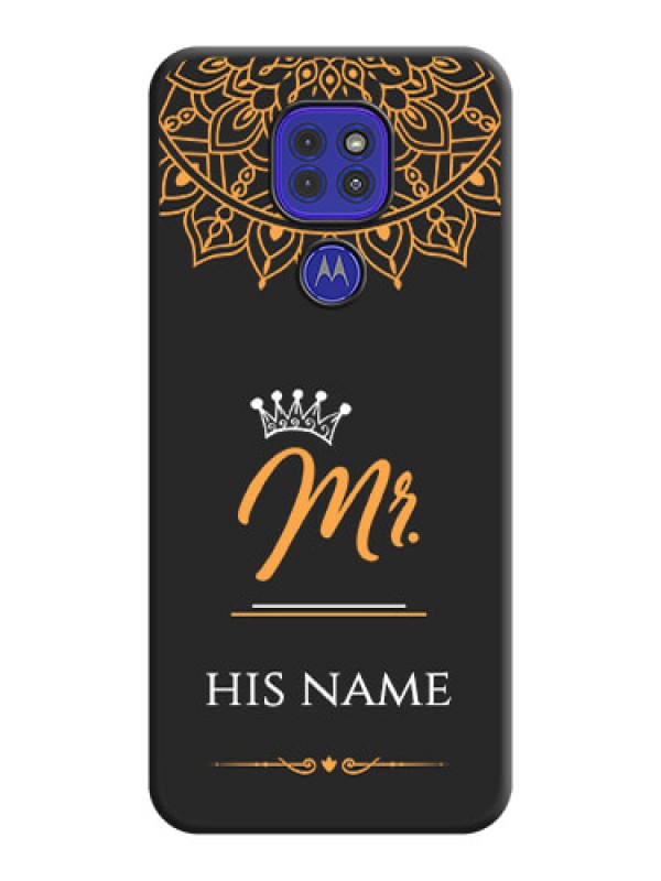 Custom Mr Name with Floral Design  on Personalised Space Black Soft Matte Cases - Motorola G9