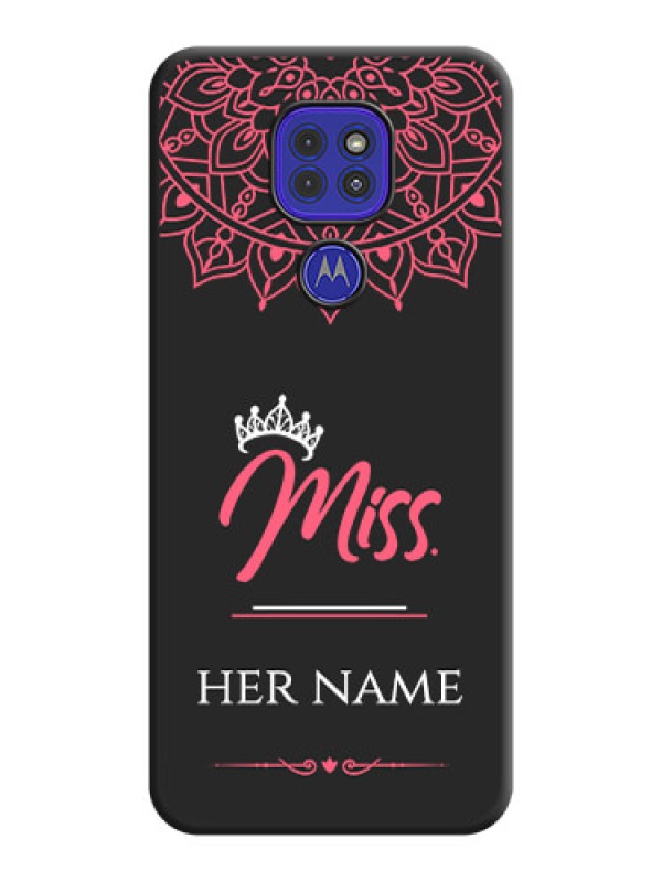 Custom Mrs Name with Floral Design on Space Black Personalized Soft Matte Phone Covers - Motorola G9