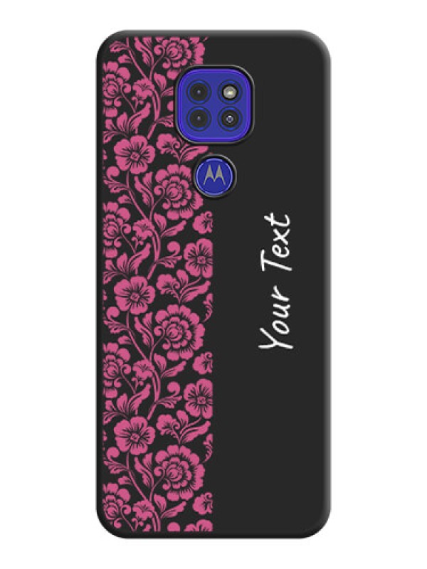 Custom Pink Floral Pattern Design With Custom Text On Space Black Personalized Soft Matte Phone Covers -Motorola G9