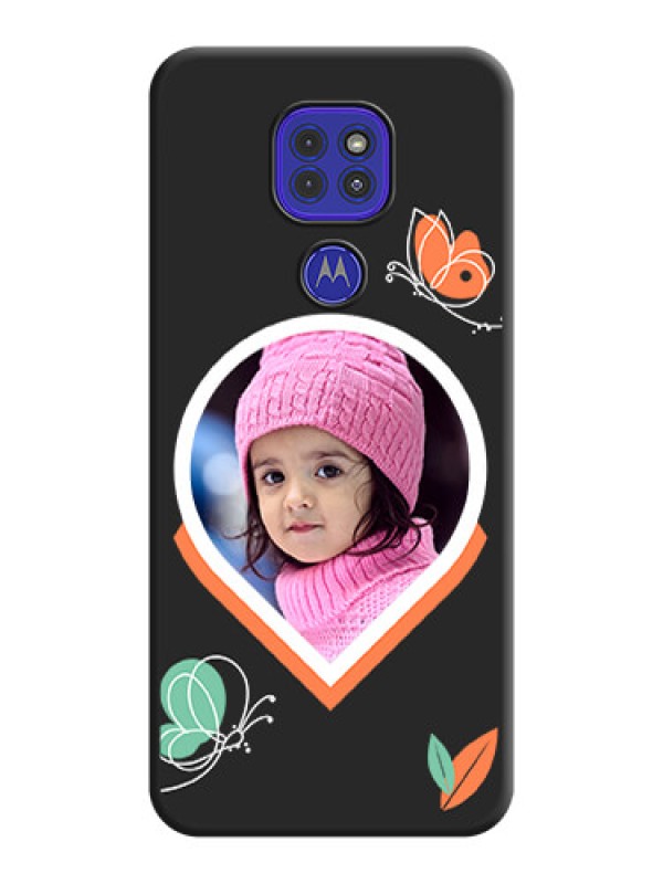 Custom Upload Pic With Simple Butterly Design On Space Black Personalized Soft Matte Phone Covers -Motorola G9