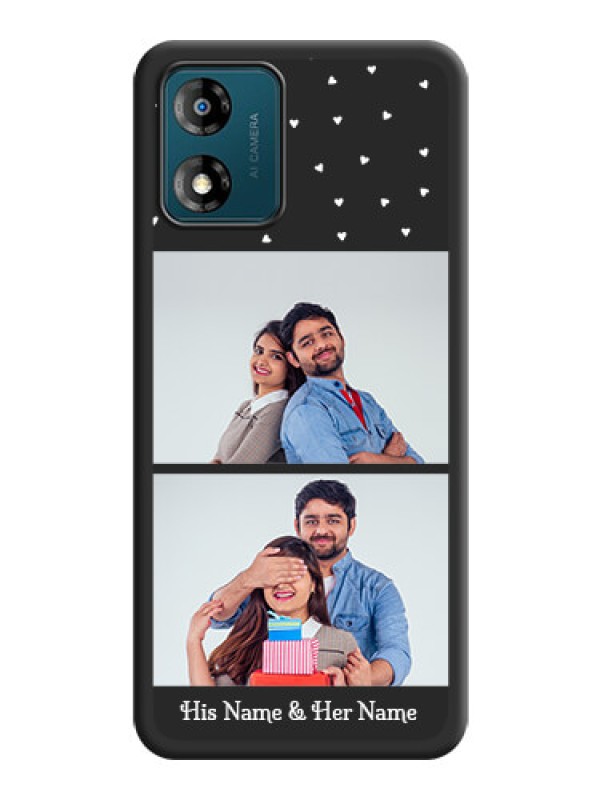 Custom Miniature Love Symbols with Name on Space Black Custom Soft Matte Back Cover - Motorola Moto E13