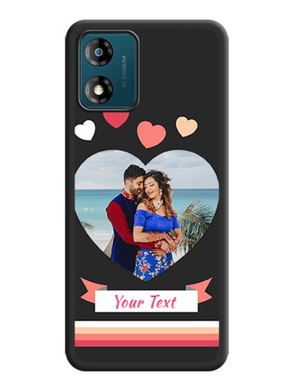 Custom Love Shaped Photo with Colorful Stripes on Personalised Space Black Soft Matte Cases - Motorola Moto E13