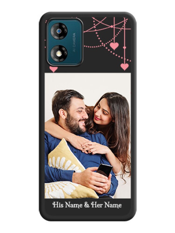 Custom Pink Love Hangings with Text on Space Black Custom Soft Matte Back Cover - Motorola Moto E13