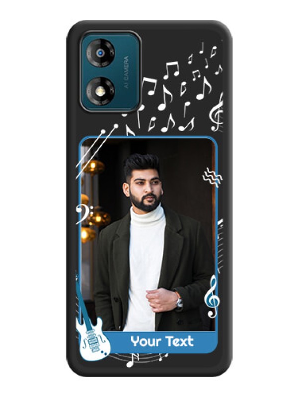 Custom Musical Theme Design with Text on Photo on Space Black Soft Matte Mobile Case - Motorola Moto E13