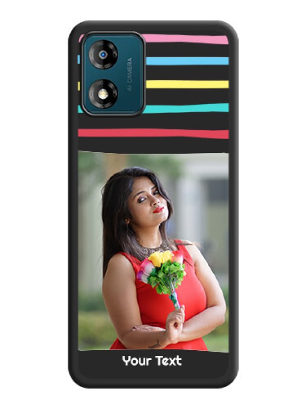 Custom Multicolor Lines with Image on Space Black Personalized Soft Matte Phone Covers - Motorola Moto E13