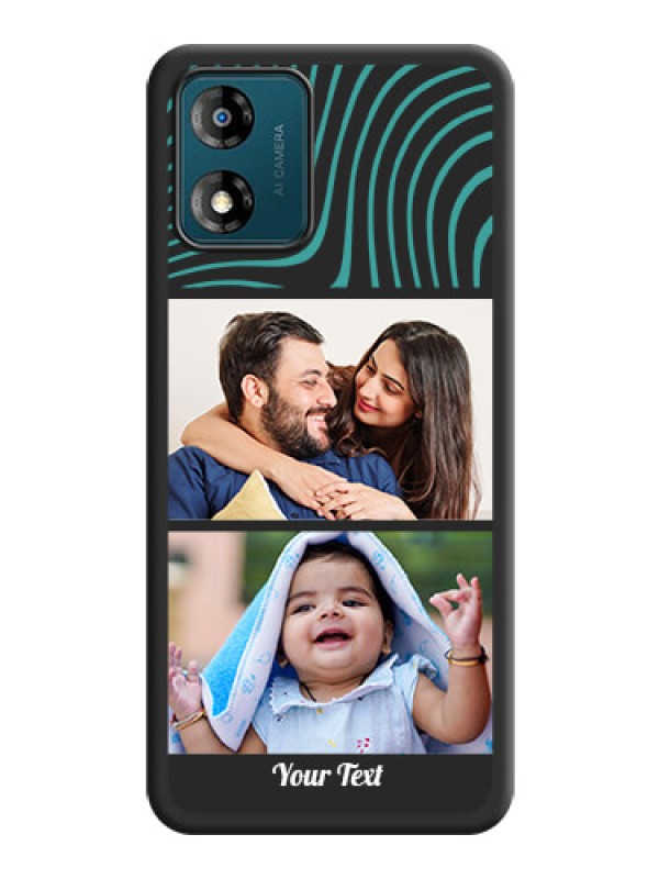 Custom Wave Pattern with 2 Image Holder on Space Black Personalized Soft Matte Phone Covers - Motorola Moto E13