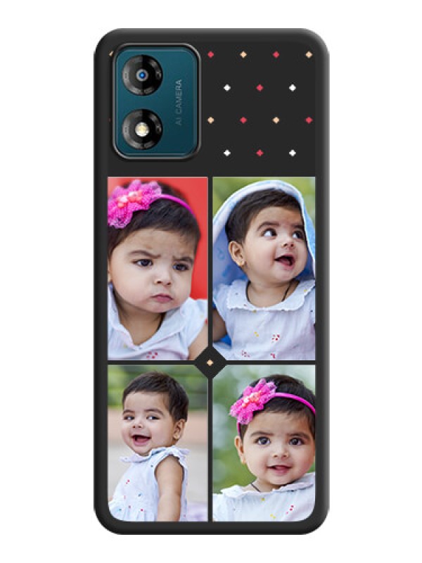 Custom Multicolor Dotted Pattern with 4 Image Holder on Space Black Custom Soft Matte Phone Cases - Motorola Moto E13