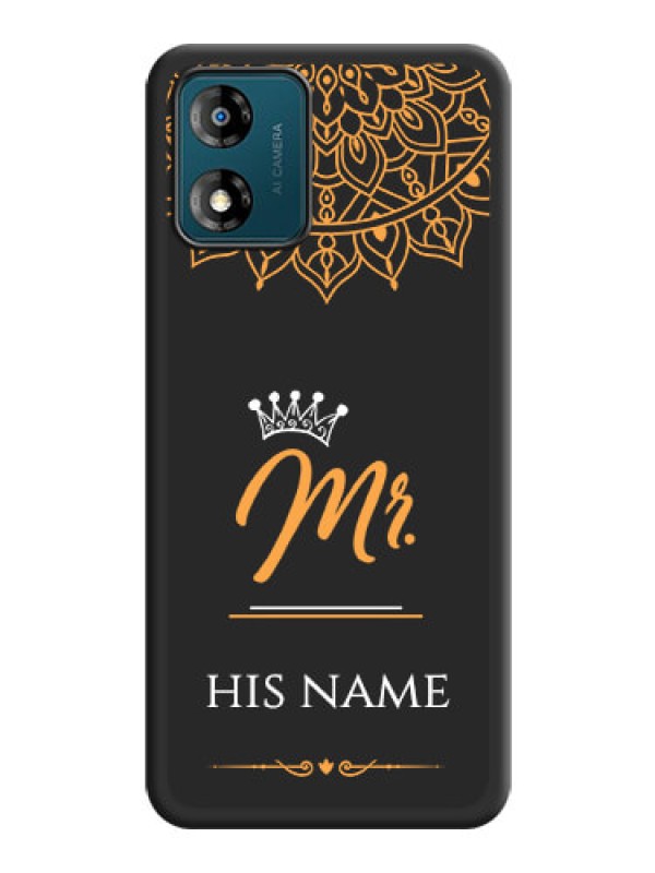 Custom Mr Name with Floral Design  on Personalised Space Black Soft Matte Cases - Motorola Moto E13