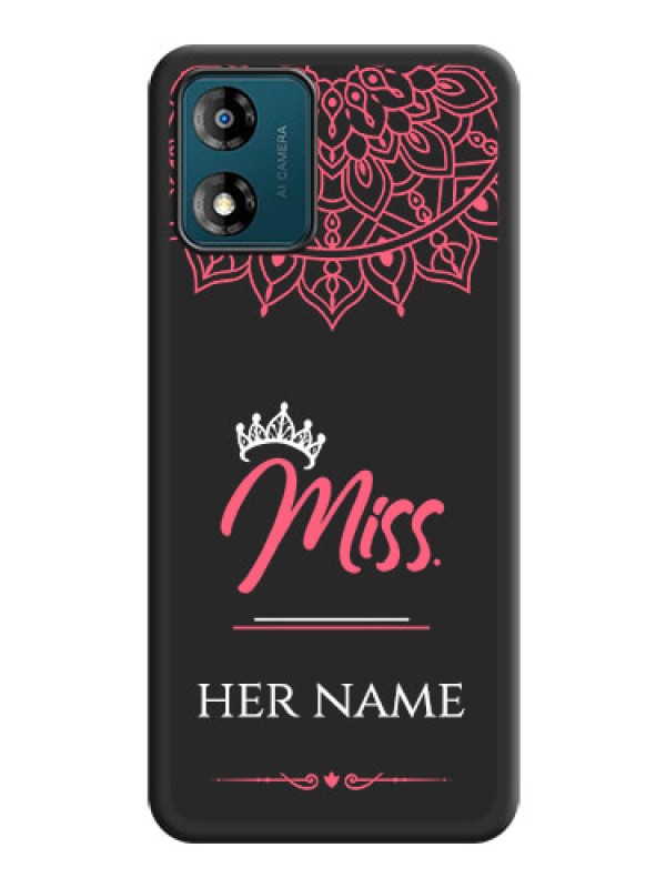 Custom Mrs Name with Floral Design on Space Black Personalized Soft Matte Phone Covers - Motorola Moto E13