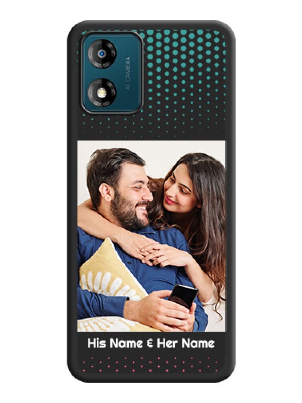 Custom Faded Dots with Grunge Photo Frame and Text on Space Black Custom Soft Matte Phone Cases - Motorola Moto E13
