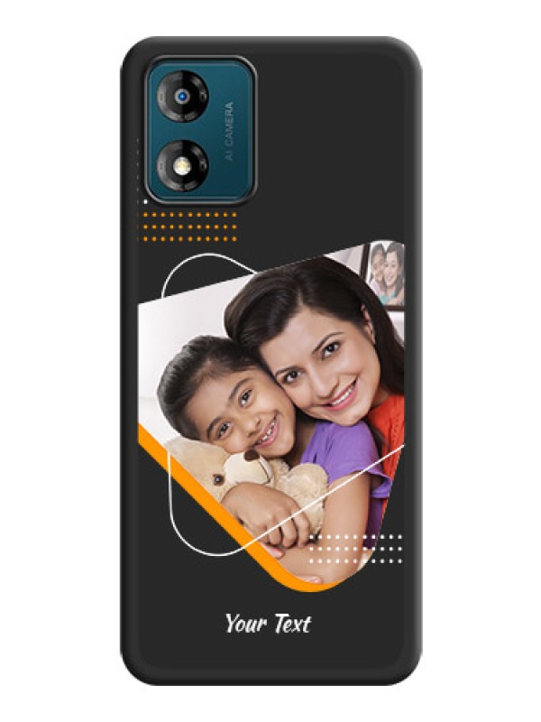 Custom Yellow Triangle on Photo on Space Black Soft Matte Phone Cover - Motorola Moto E13