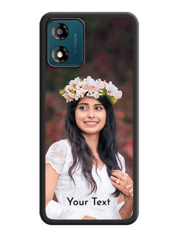 Custom Full Single Pic Upload With Text On Space Black Personalized Soft Matte Phone Covers -Motorola Moto E13