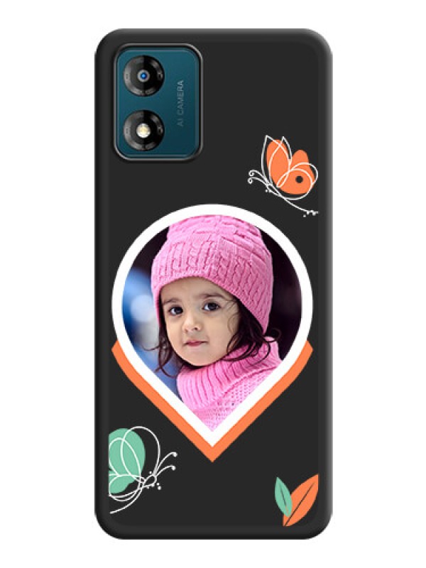Custom Upload Pic With Simple Butterly Design On Space Black Personalized Soft Matte Phone Covers -Motorola Moto E13
