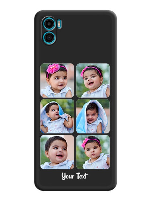 Custom Floral Art with 6 Image Holder on Photo on Space Black Soft Matte Mobile Case - Motorola Moto E22s