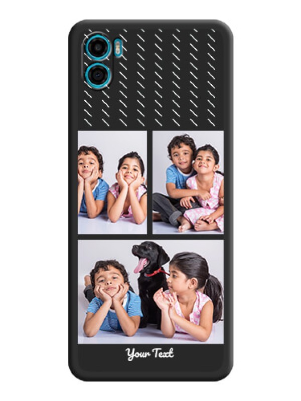 Custom Cross Dotted Pattern with 2 Image Holder  on Personalised Space Black Soft Matte Cases - Motorola Moto E22s