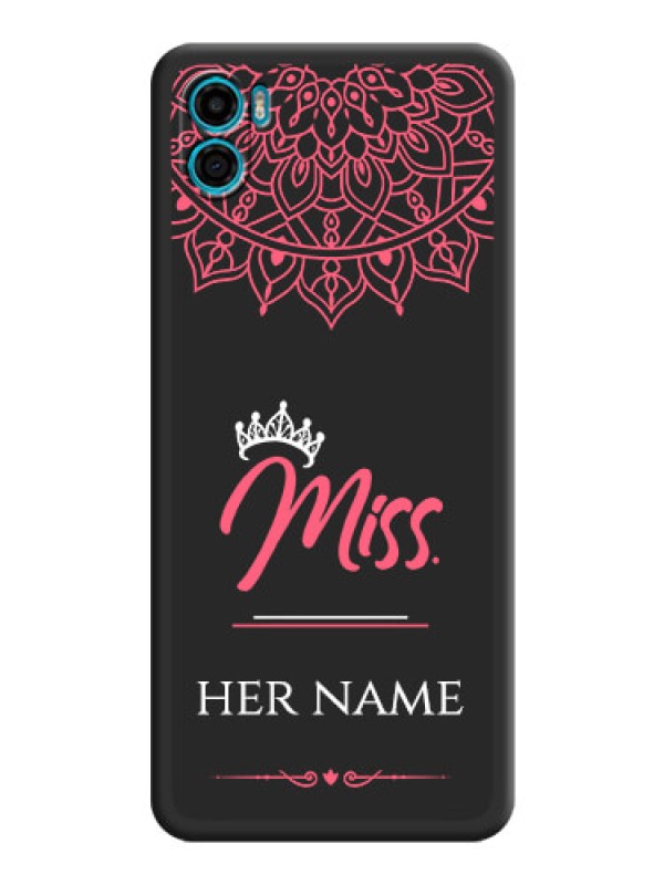 Custom Mrs Name with Floral Design on Space Black Personalized Soft Matte Phone Covers - Motorola Moto E22s