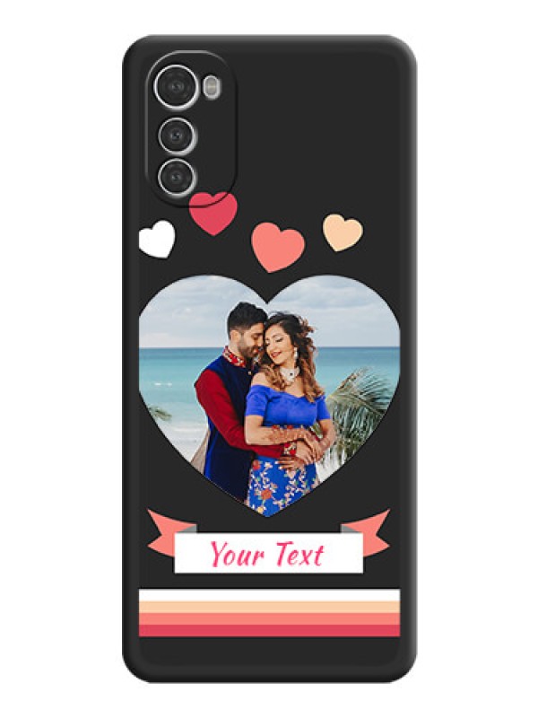 Custom Love Shaped Photo with Colorful Stripes on Personalised Space Black Soft Matte Cases - Motorola Moto E32s