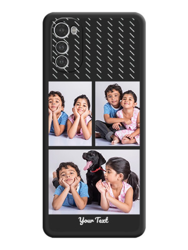 Custom Cross Dotted Pattern with 2 Image Holder  on Personalised Space Black Soft Matte Cases - Motorola Moto E32s