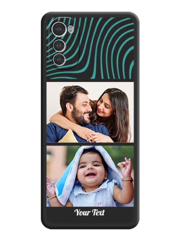 Custom Wave Pattern with 2 Image Holder on Space Black Personalized Soft Matte Phone Covers - Motorola Moto E32s
